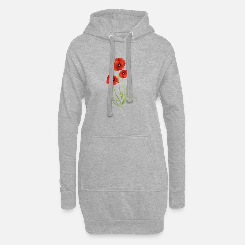 Rote Mohnblumen Mohn Sommer - Hoodie-Kleid - Grau meliert