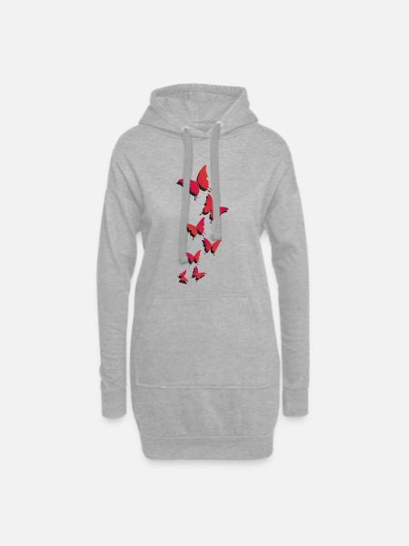 Flying butterflies - flying butterflies - Hoodie Dress - heather grey