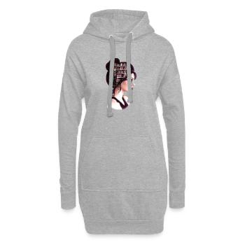 Starke Frau mit Wissen – Bücher im Kopf - Hoodie-Kleid - Grau meliert - Vorne