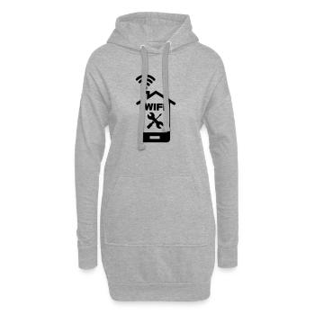 Logo de la maison du smartphone Home WIFI avec outils - Sweat-shirt à capuche long Femme - gris chiné - Devant