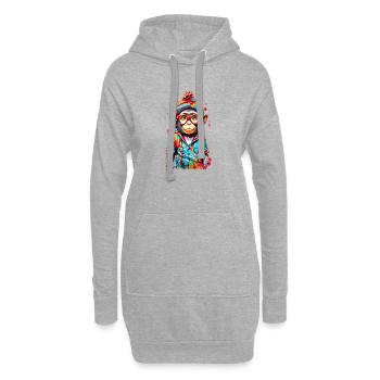 Singe cool - Sweat-shirt à capuche long Femme - gris chiné - Devant