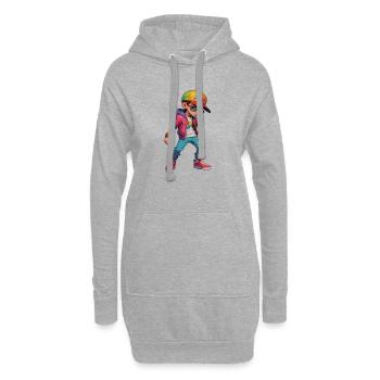 Cooler junger Teenager - Hoodie-Kleid - Grau meliert - Vorne