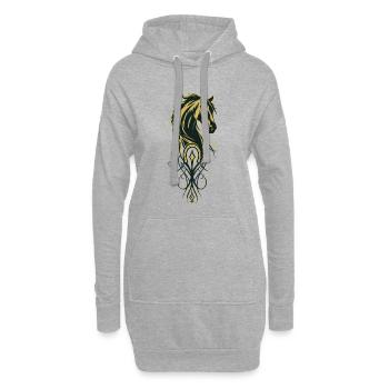Tiere Pferde Tattoo mit Ornamenten - Hoodie-Kleid - Grau meliert - Vorne