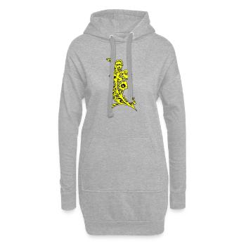 Ornement de détail de fleur jaune - Sweat-shirt à capuche long Femme - gris chiné - Devant