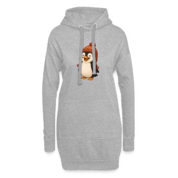 Dessin animé drôle de manchot Chapeau du Pérou joie mignonne - Sweat-shirt à capuche long Femme - gris chiné - Devant
