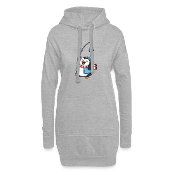 Mignon Pingouin Pêcheur Pêche Pêche - Sweat-shirt à capuche long Femme - gris chiné - Devant