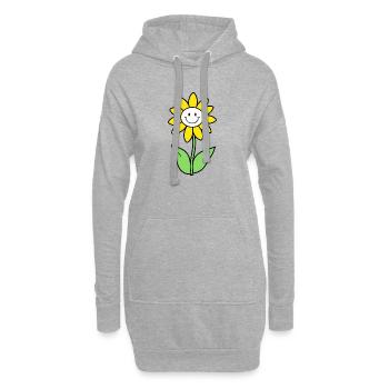 Graphique de tournesol souriant - Sweat-shirt à capuche long Femme - gris chiné - Devant