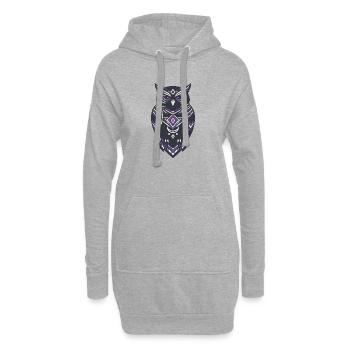 Geometrische Euleninspiration in Lila - Hoodie-Kleid - Grau meliert - Vorne