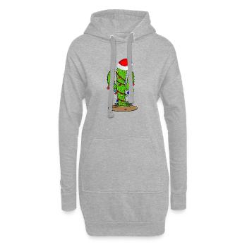 Lumières de Noël Cactus - Sweat-shirt à capuche long Femme - gris chiné - Devant