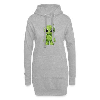 Green alien in knitted look - Hoodie Dress - heather grey - Front