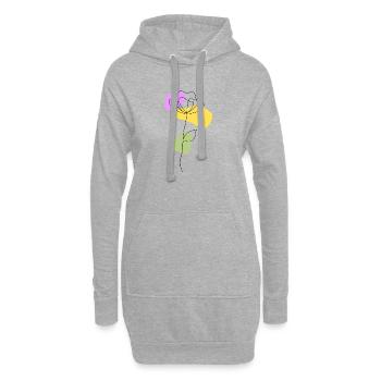 Lineart flower with pastel shapes - Hoodie Dress - heather grey - Front