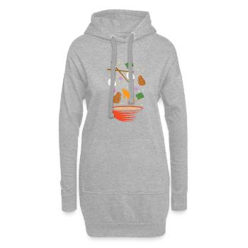 Bol à ramen ironique mangeant des poissons rouges, - Sweat-shirt à capuche long Femme - gris chiné - Devant