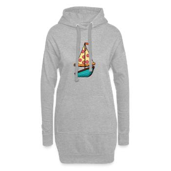 Voilier Ahoy Sea avec voile de pizza au salami - Sweat-shirt à capuche long Femme - gris chiné - Devant