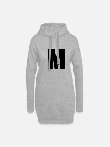 buchstabe M - Hoodie-Kleid - Grau meliert