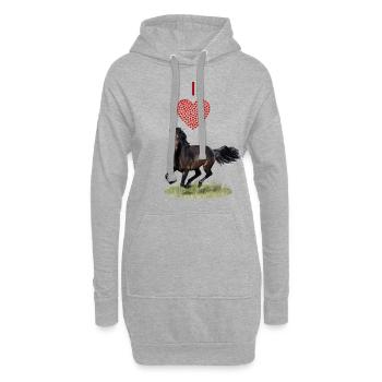 J'adore les chevaux - J'adore les chevaux - Sweat-shirt à capuche long Femme - gris chiné - Devant