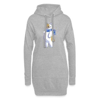 Bob le chat coquet - Sweat-shirt à capuche long Femme - gris chiné - Devant