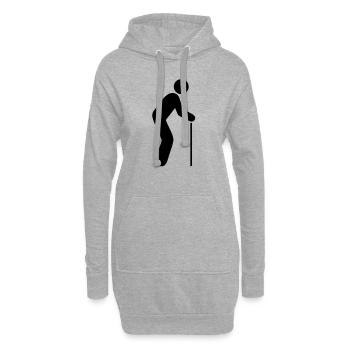 Alte Person - Stock - Hoodie-Kleid - Grau meliert - Vorne