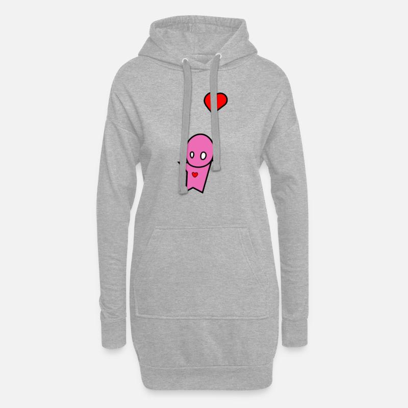 Rosa Figur Herz - Hoodie-Kleid - Grau meliert