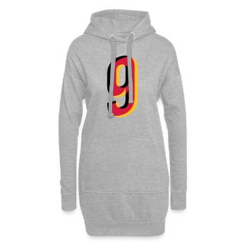 Numéro 9 maillot de l’Allemagne numéro noir rouge or - Sweat-shirt à capuche long Femme - gris chiné - Devant