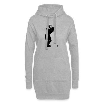 Golferin mit Golfball beim Abschlag - Hoodie-Kleid - Grau meliert - Vorne