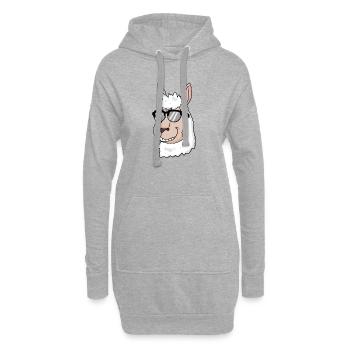 cooles Lama mit Sonnenbrille - Hoodie-Kleid - Grau meliert - Vorne