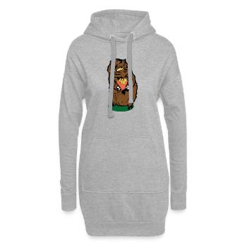 Murmeltier mit Pommes frites - Hoodie-Kleid - Grau meliert - Vorne
