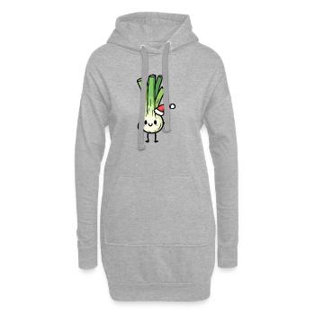 Poireau kawaii avec chapeau de père Noël - Sweat-shirt à capuche long Femme - gris chiné - Devant