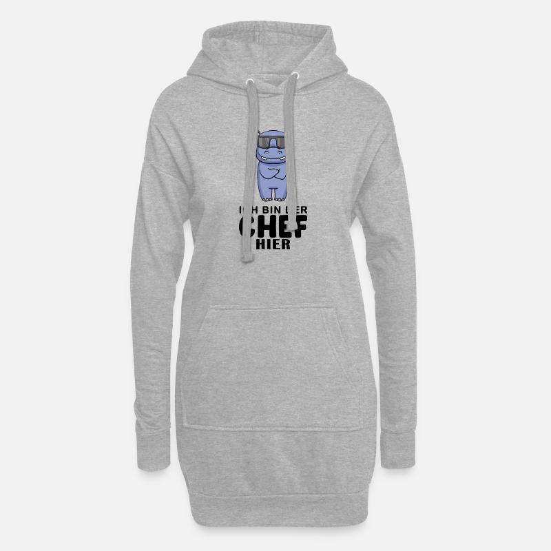 Chef Spruch lustig - Ich bin der Chef hier - Chef - Hoodie-Kleid - Grau meliert