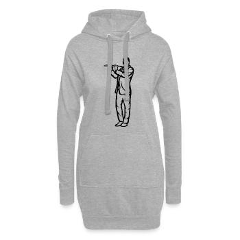 Flötenjunge Skizze - Hoodie-Kleid - Grau meliert - Vorne