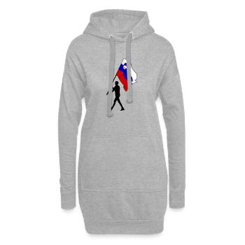 Flagge Slowenien Mann geht - Hoodie-Kleid - Grau meliert - Vorne