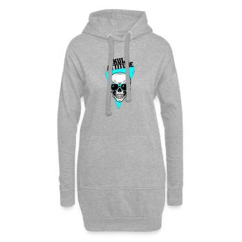 Totenkopf mit Brille - Hoodie-Kleid - Grau meliert - Vorne