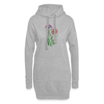 Fleur - Sweat-shirt à capuche long Femme - gris chiné - Devant