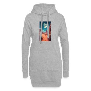Lune sur le sentier du désert rouge - Sweat-shirt à capuche long Femme - gris chiné - Devant