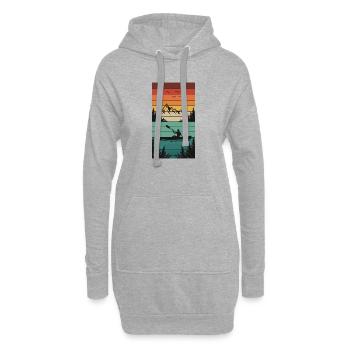 Retro Kajakpanorama am See - Hoodie-Kleid - Grau meliert - Vorne