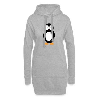 Lustiger Pinguin mit großen Augen Minimalistisch - Hoodie-Kleid - Grau meliert - Vorne
