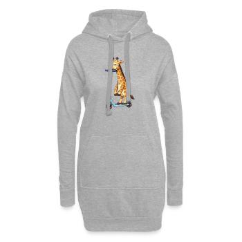Süße Giraffe Roller Scooter Freundschaft Cartoon - Hoodie-Kleid - Grau meliert - Vorne