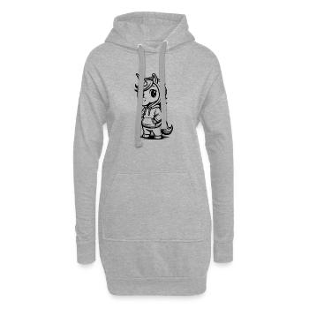 Chibi-Einhorn im Hoodie - Hoodie-Kleid - Grau meliert - Vorne