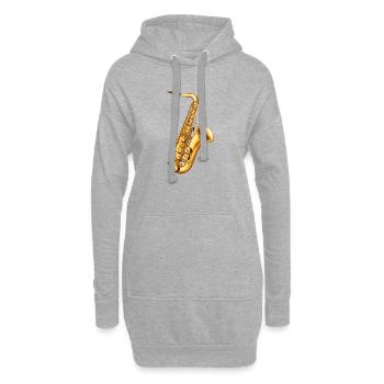 Motif du saxophone doré - Sweat-shirt à capuche long Femme - gris chiné - Devant