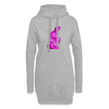 Hase Herz Wasserfarben - Hoodie-Kleid - Grau meliert - Vorne