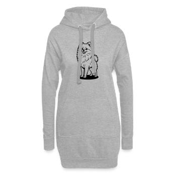 Poméranien - Sweat-shirt à capuche long Femme - gris chiné - Devant