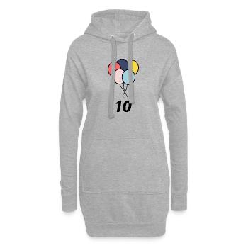 10. 10 ANS. 10e ANNIVERSAIRE. ANNIVERSAIRE 10 ANS. - Sweat-shirt à capuche long Femme - gris chiné - Devant