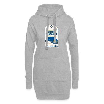 Cadeau romantique, futur voyage d’amour à Santorin - Sweat-shirt à capuche long Femme - gris chiné - Devant