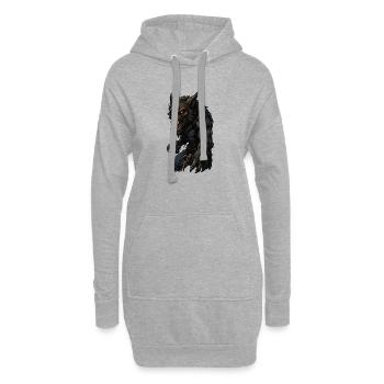Dunkler Werwolf-Krieger - Hoodie-Kleid - Grau meliert - Vorne