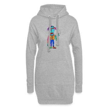 Créature cubiste colorée avec une cigarette - Sweat-shirt à capuche long Femme - gris chiné - Devant