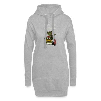 Dragon readers in a pile of books - Hoodie Dress - heather grey - Front