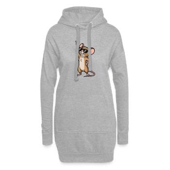 Coole Maus Ratte Rock Musiker Comic - Hoodie-Kleid - Grau meliert - Vorne