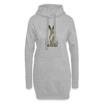 Celestial Hare Constellation Ears - Hoodie Dress - heather grey - Front