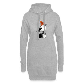 Nordsee Hafen Moin Möwe Mütze Beanie Pier Pfeiler - Hoodie-Kleid - Grau meliert - Vorne