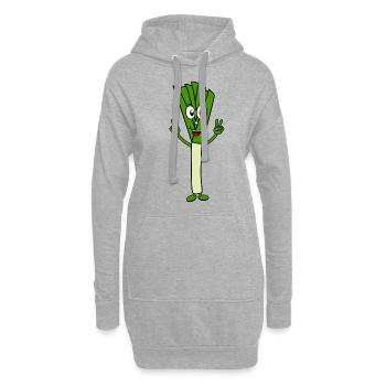Drôle de poireau Signe de victoire légume fitness vert - Sweat-shirt à capuche long Femme - gris chiné - Devant