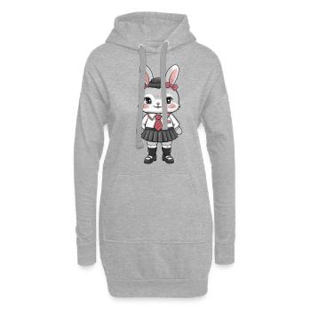 Lapin mignon en uniforme scolaire traditionnel. - Sweat-shirt à capuche long Femme - gris chiné - Devant